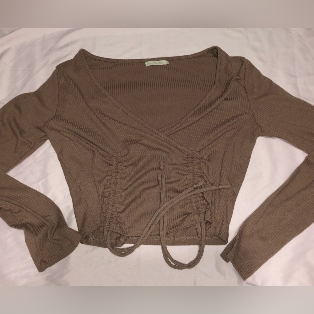 Long sleeve crop top shirt adjustable and rap top